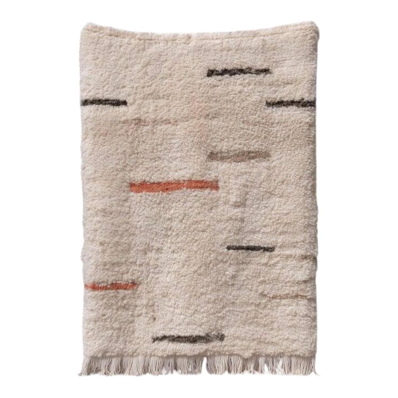 Ręcznie tkany dywan 100x200 cm, wełna, kremowy, wielokolorowy, Maroko