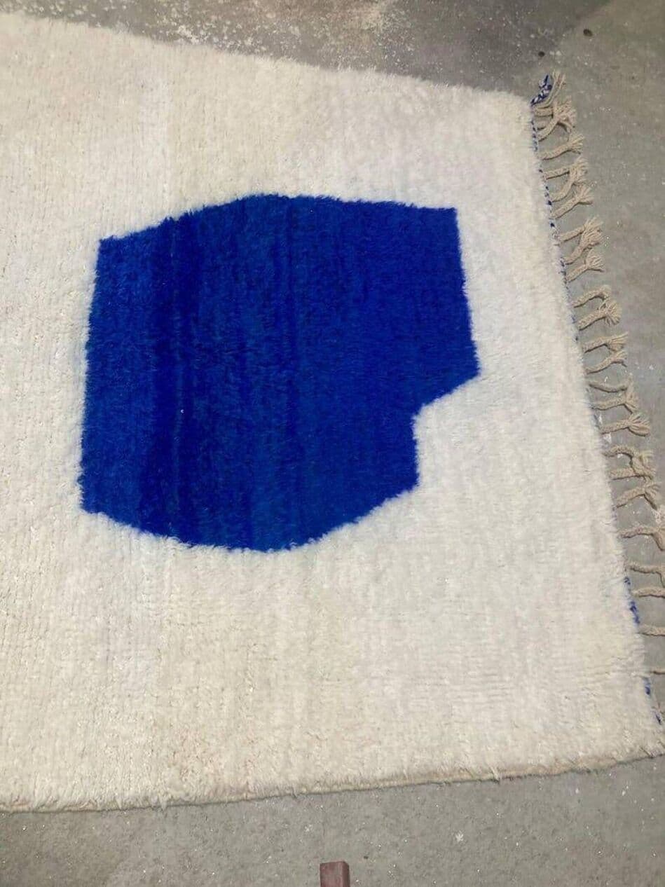 Ręcznie tkany dywan 200x300 cm, wełna, biały, niebieski, Maroko - 204591