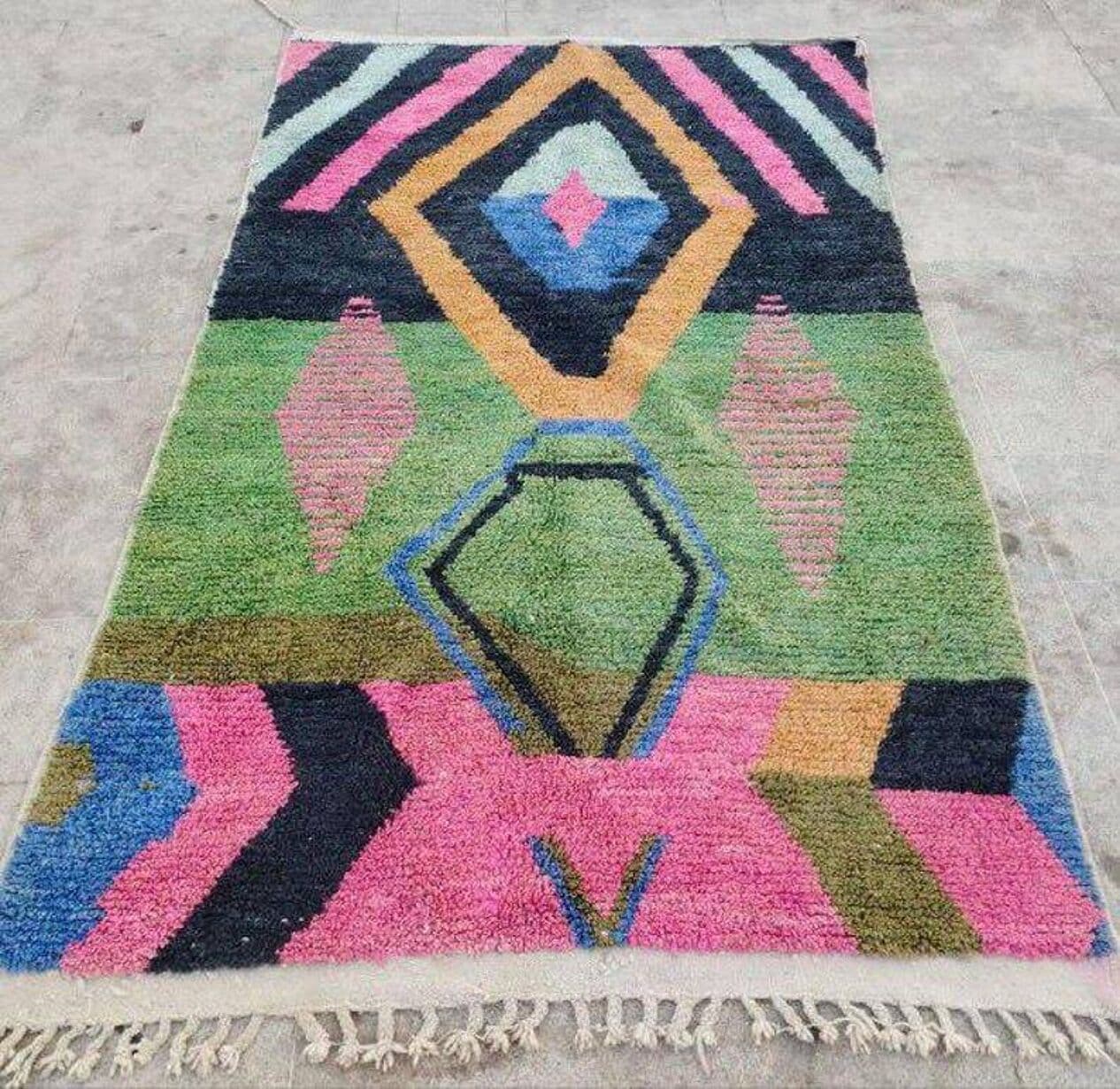 Ręcznie tkany dywan 150x250 cm, wełna, multikolor, Maroko - 204509