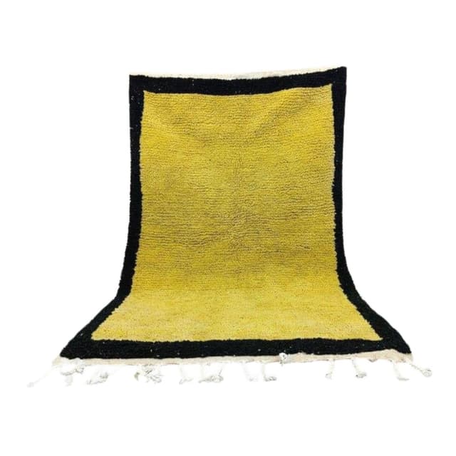Ręcznie tkany dywan 200x300 cm, wełna, żółty, czarny, Maroko - WYMIARY