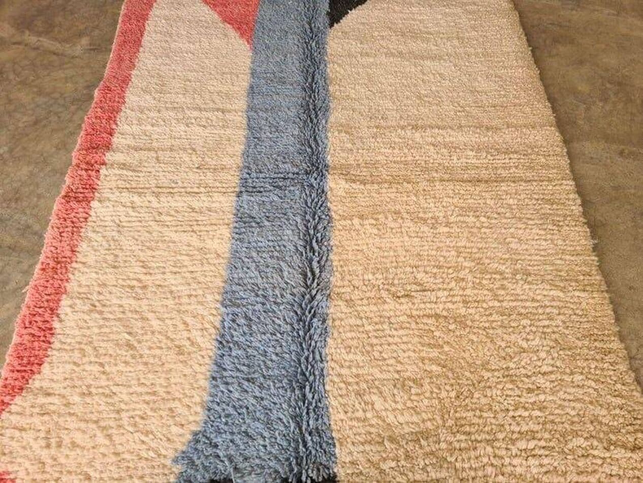 Ręcznie tkany dywan 150x250 cm, wełna, beżowy, czerwony, niebieski, czarny, Maroko - 204392