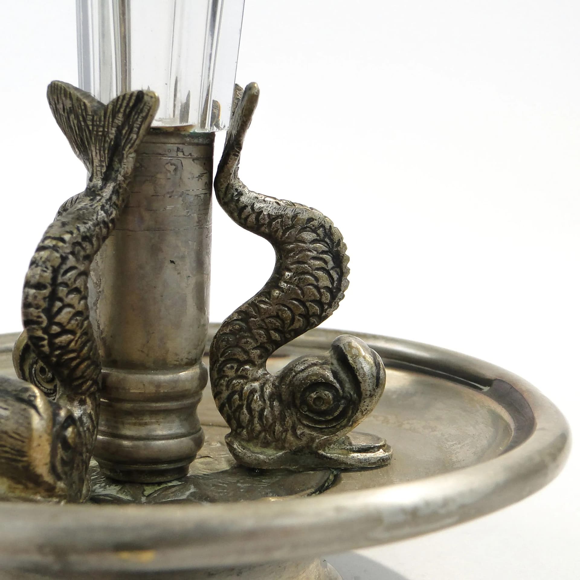 Vase with Dolphins, copper brass, clear crystal, Austria-Hungary, 19th c. - 14734