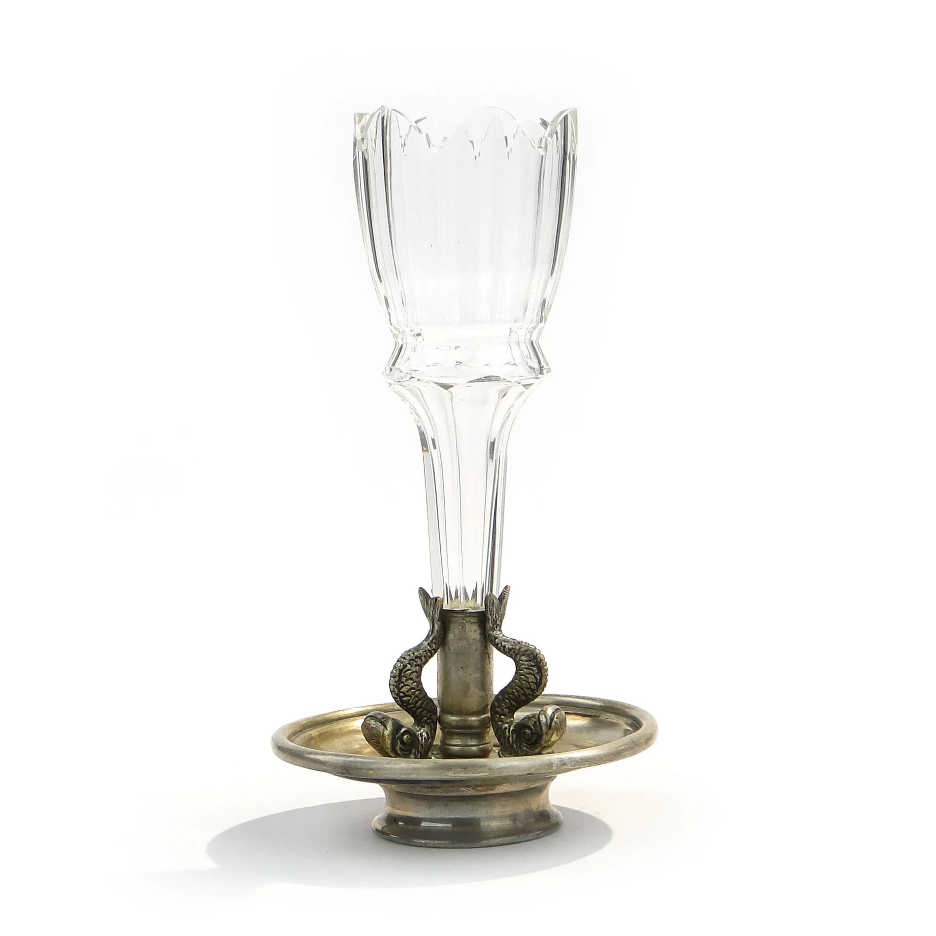 Vase with Dolphins, copper brass, clear crystal, Austria-Hungary, 19th c. - 14731