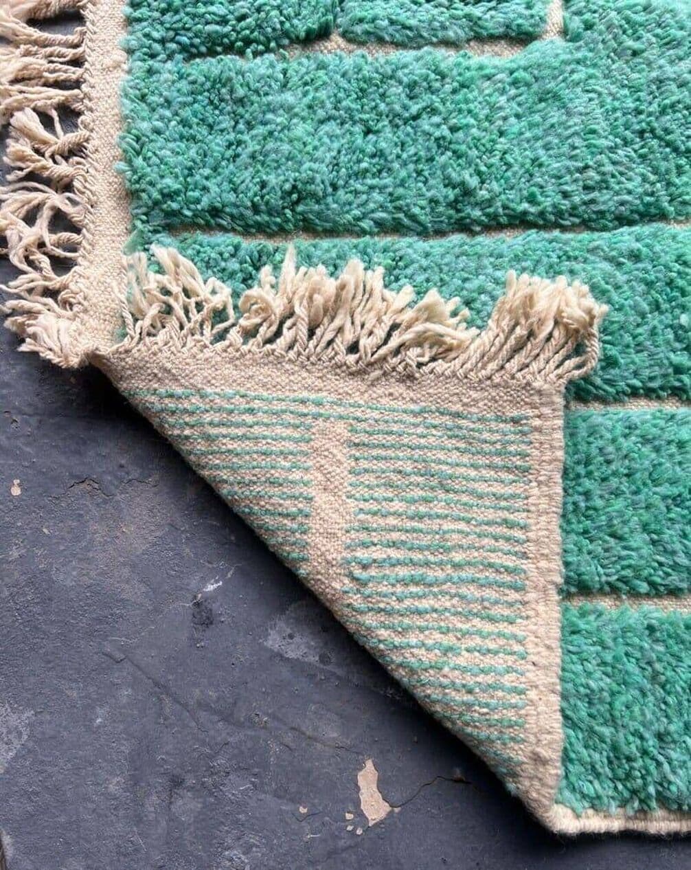 Ręcznie tkany dywan 100x200 cm, wełna, zielony, Maroko - 204380