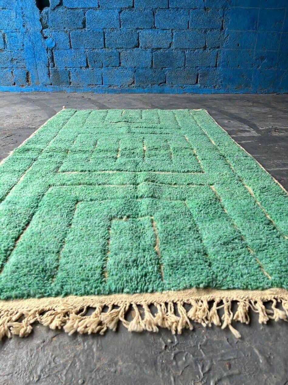 Ręcznie tkany dywan 100x200 cm, wełna, zielony, Maroko - 204378