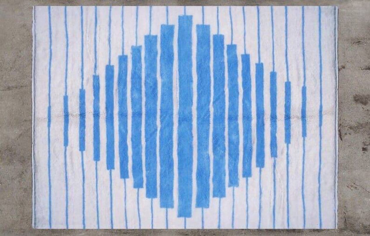 Ręcznie tkany dywan 150x250 cm, wełna, biały, niebieski, Maroko - 204362