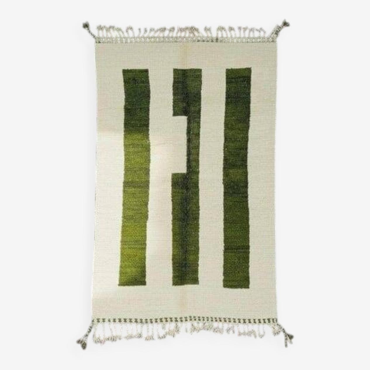 Ręcznie tkany dywan 100x200 cm, wełna, zielony, Maroko - 204244