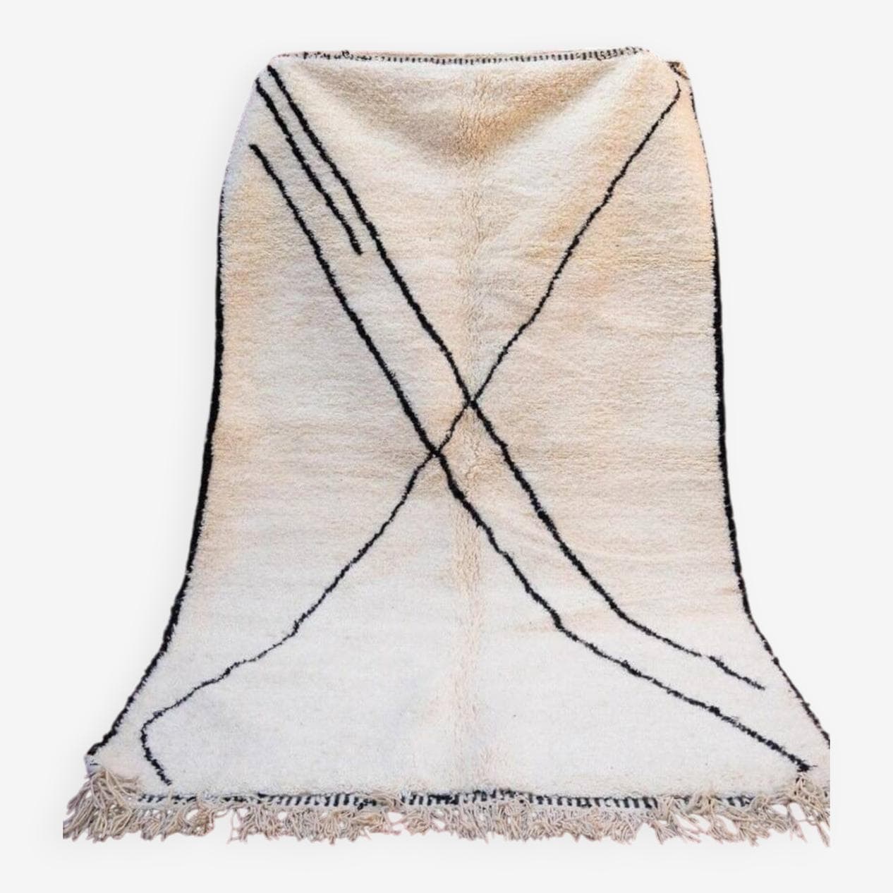 Ręcznie tkany dywan 150x250 cm, wełna, biały, beżowy, Maroko