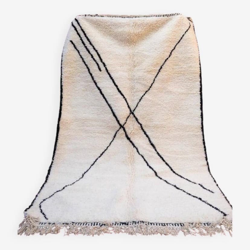 Ręcznie tkany dywan 150x250 cm, wełna, biały, beżowy, Maroko