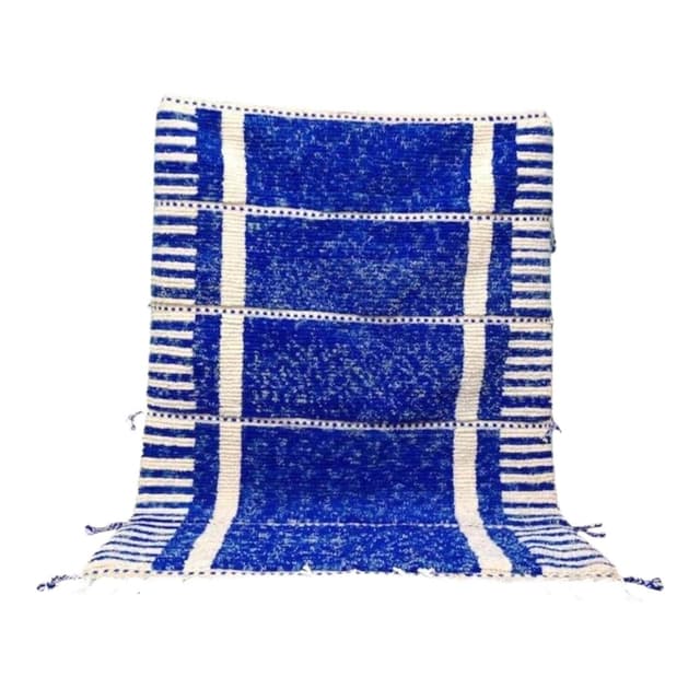 Ręcznie tkany dywan 150x250 cm, wełna, niebieski, Maroko - WYMIARY