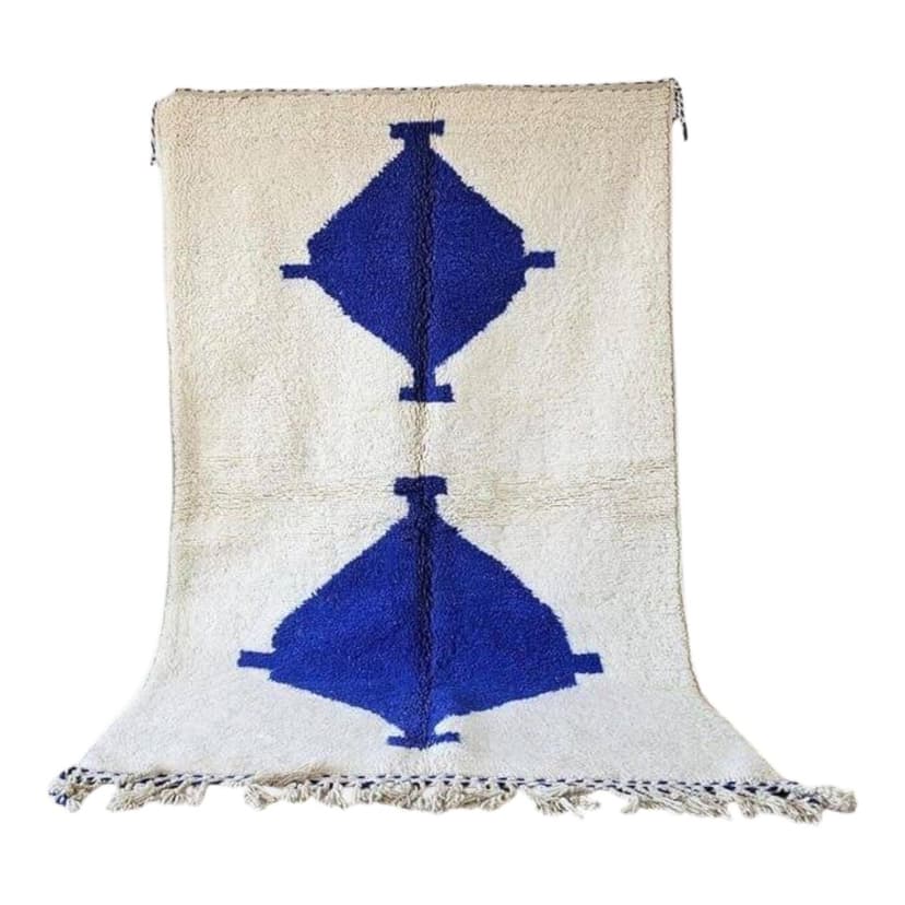 Ręcznie tkany dywan 100x200 cm, wełna, niebieski, Maroko