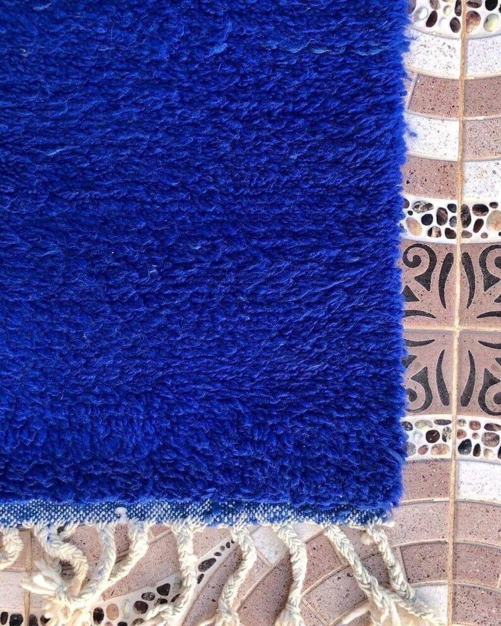 Ręcznie tkany dywan 100x200 cm, wełna, niebieski, Maroko - 204139