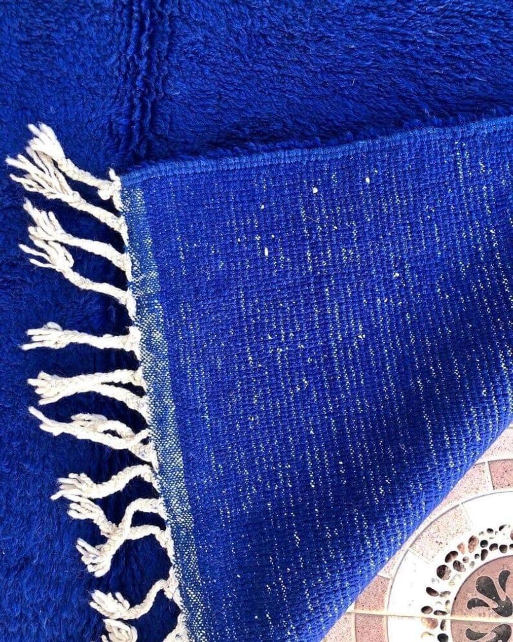 Ręcznie tkany dywan 100x200 cm, wełna, niebieski, Maroko - 204137