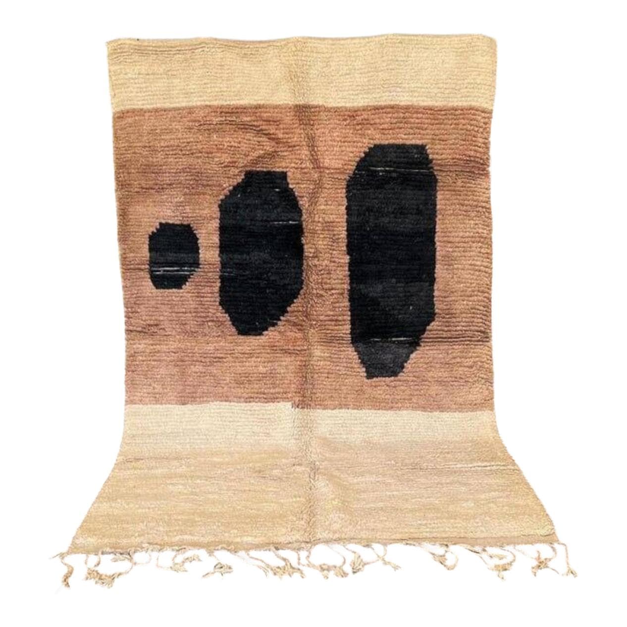 Ręcznie tkany dywan 100x200 cm, wełna, beżowy, brązowy, czarny, Maroko