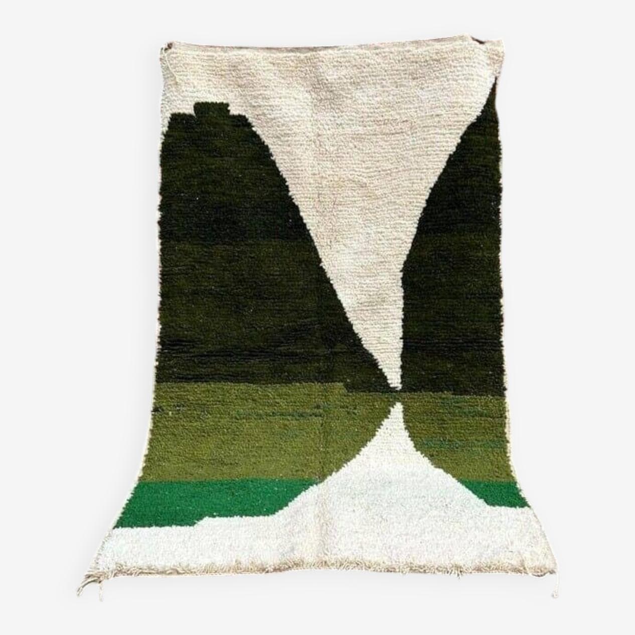 Ręcznie tkany dywan 100x200 cm, wełna, zielony, Maroko - 204022