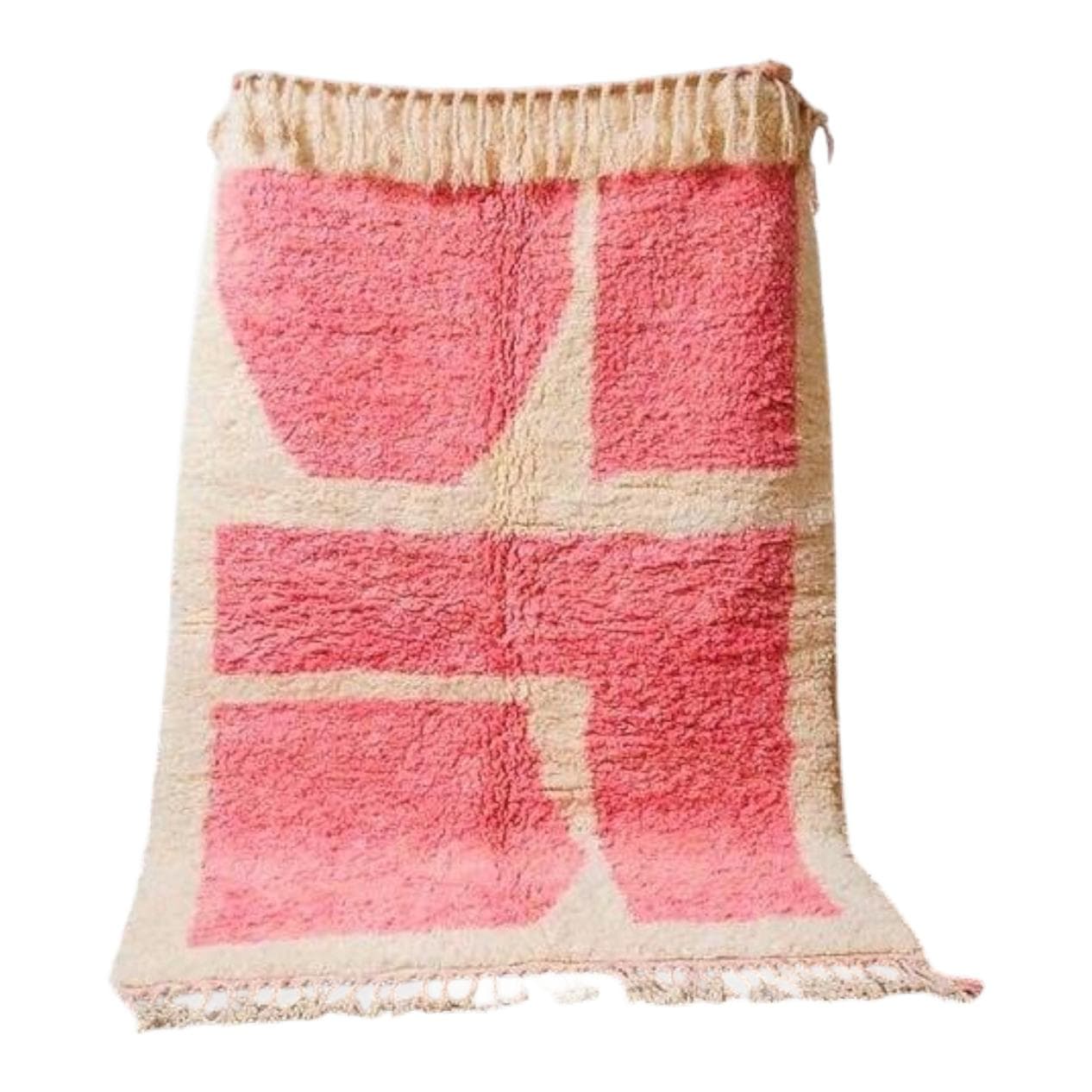 Ręcznie tkany dywan 150x250 cm, wełna, różowy, Maroko