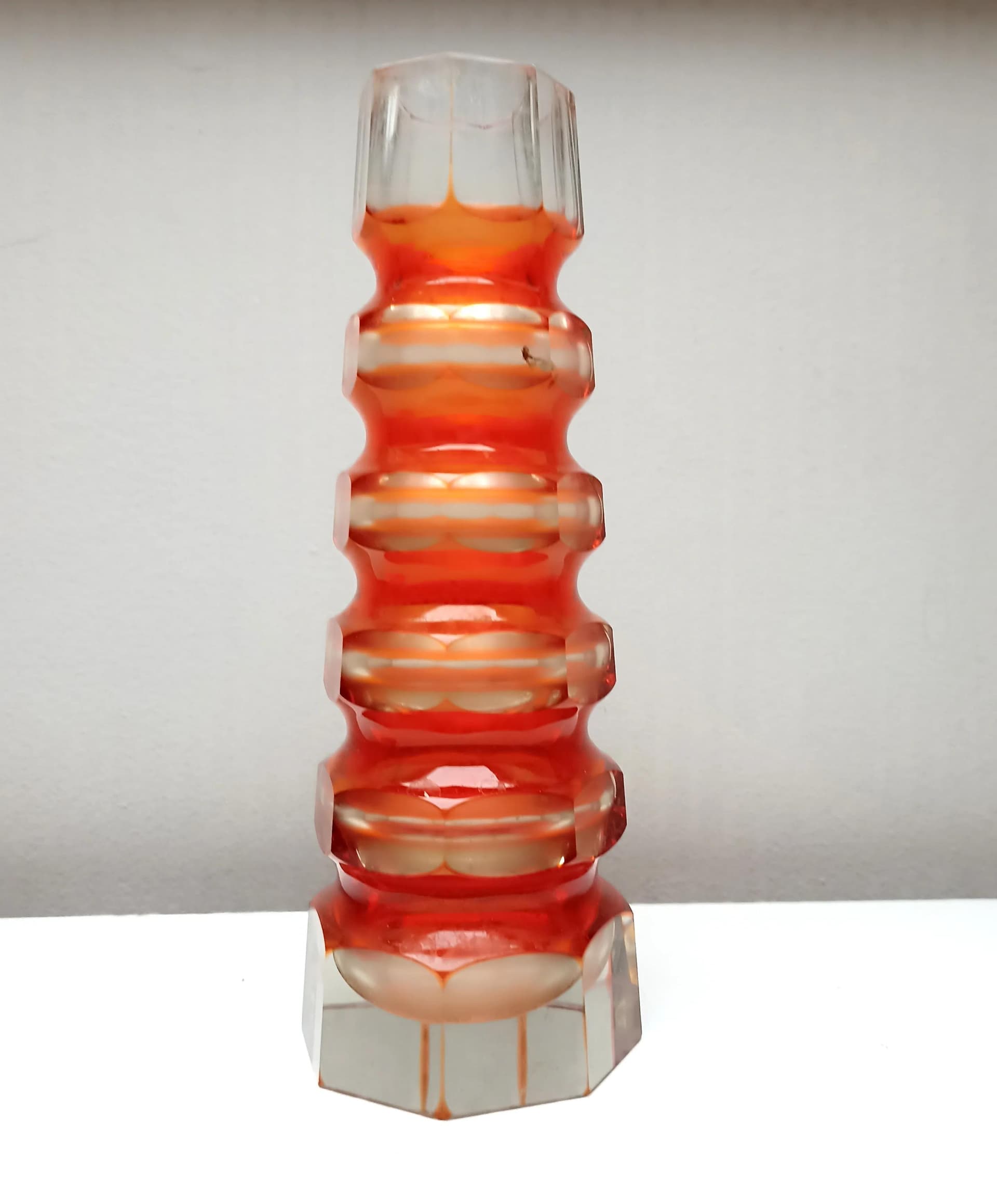 Wazon Art Deco Haida, szkło czerwony, Carl Meltzer, Czechosłowacja, lata 20. - 14893