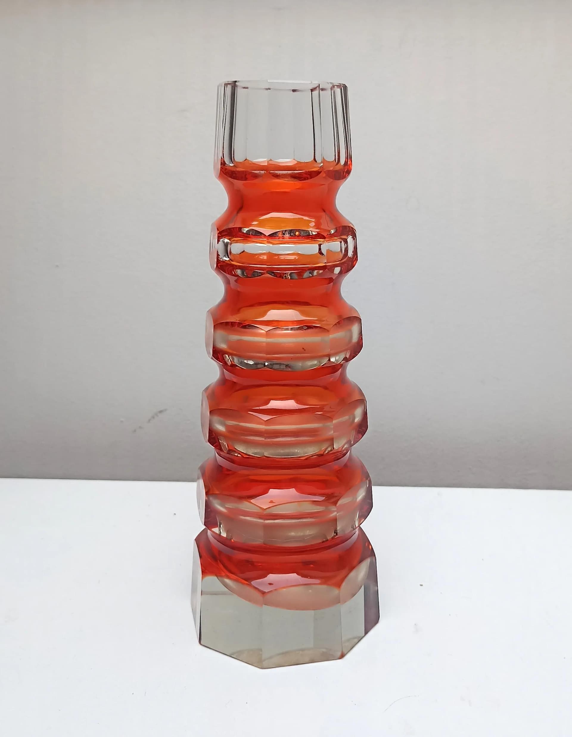 Wazon Art Deco Haida, szkło czerwony, Carl Meltzer, Czechosłowacja, lata 20. - 14894