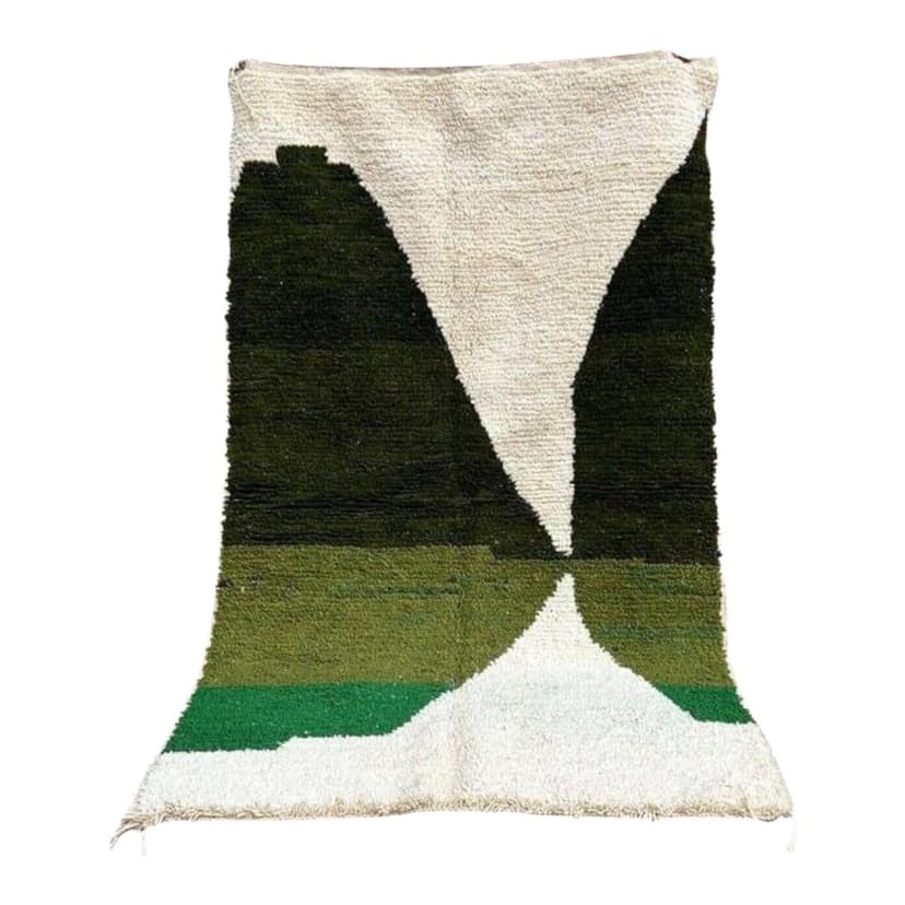 Ręcznie tkany dywan 160x240 cm, wełna, zielony, Maroko