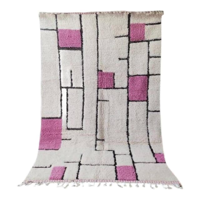 Ręcznie tkany dywan 150x250 cm, wełna, różowy, Maroko - WYMIARY