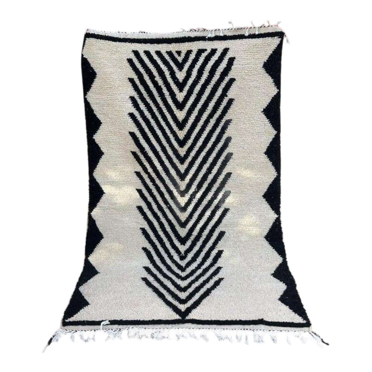 Ręcznie tkany dywan 200x300 cm, wełna, biały, czarny, Maroko