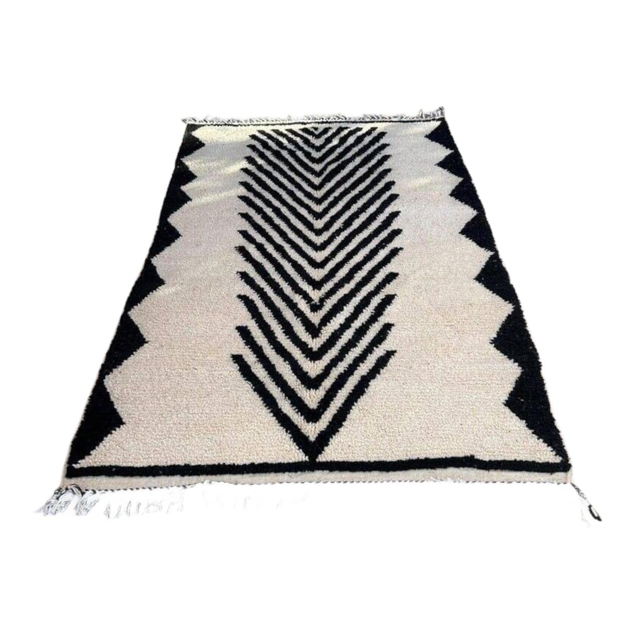 Ręcznie tkany dywan 100x200 cm, wełna, biały, Maroko