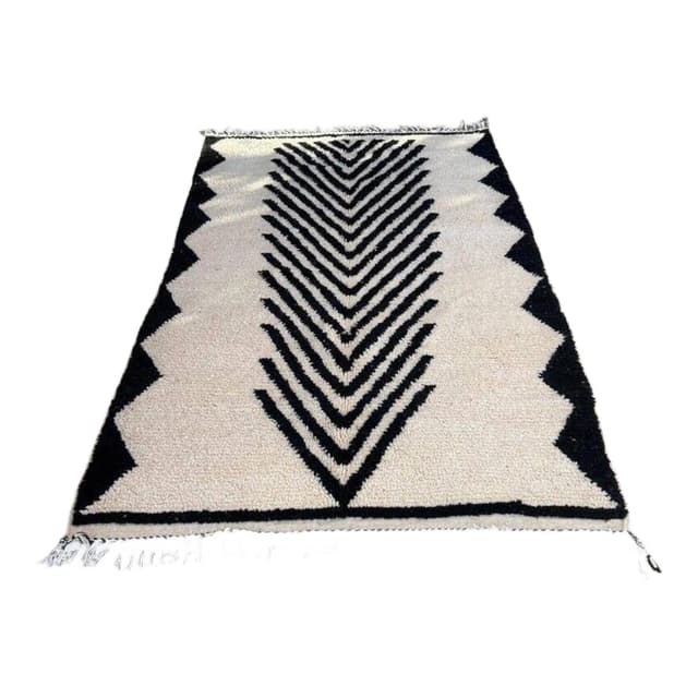 Ręcznie tkany dywan 100x200 cm, wełna, biały, Maroko - WYMIARY