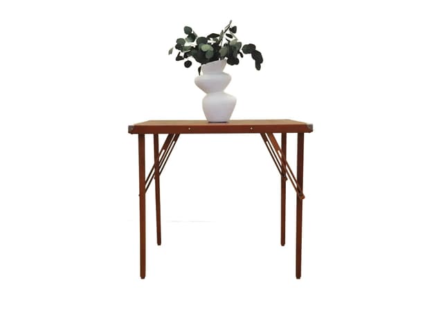 Folding card table, orange teak, Denmark, 1970s - DIMENSION