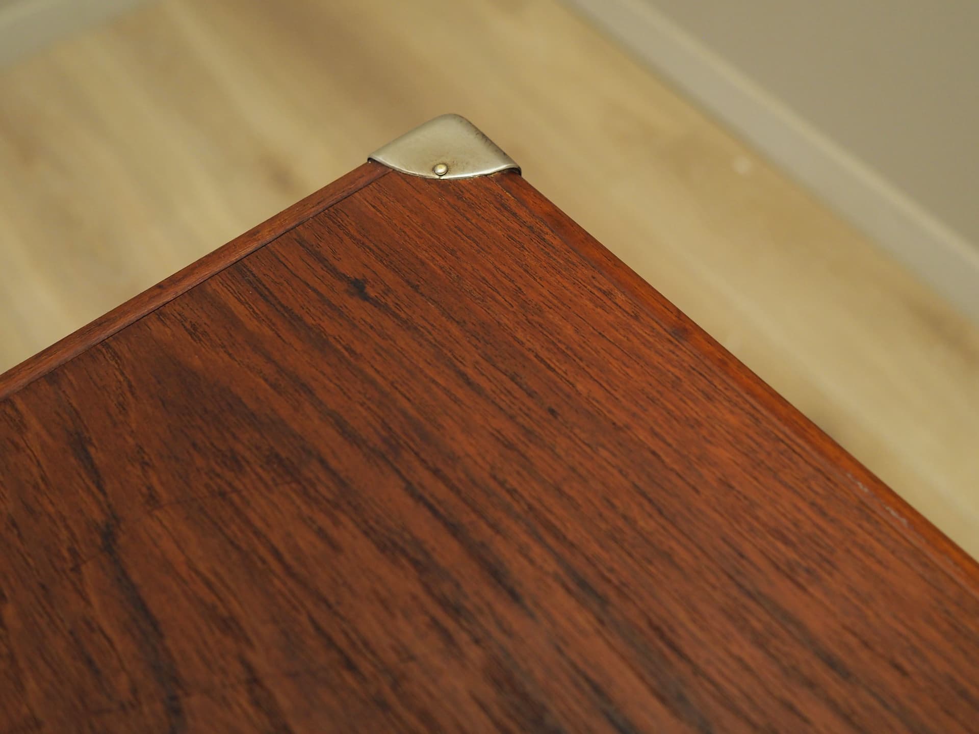 Folding card table, orange teak, Denmark, 1970s - 77220