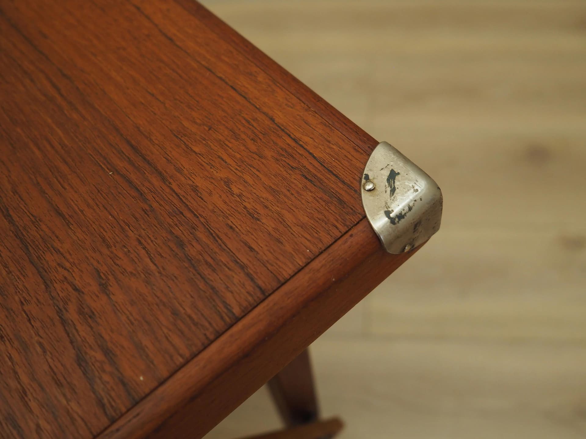Folding card table, orange teak, Denmark, 1970s - 14795