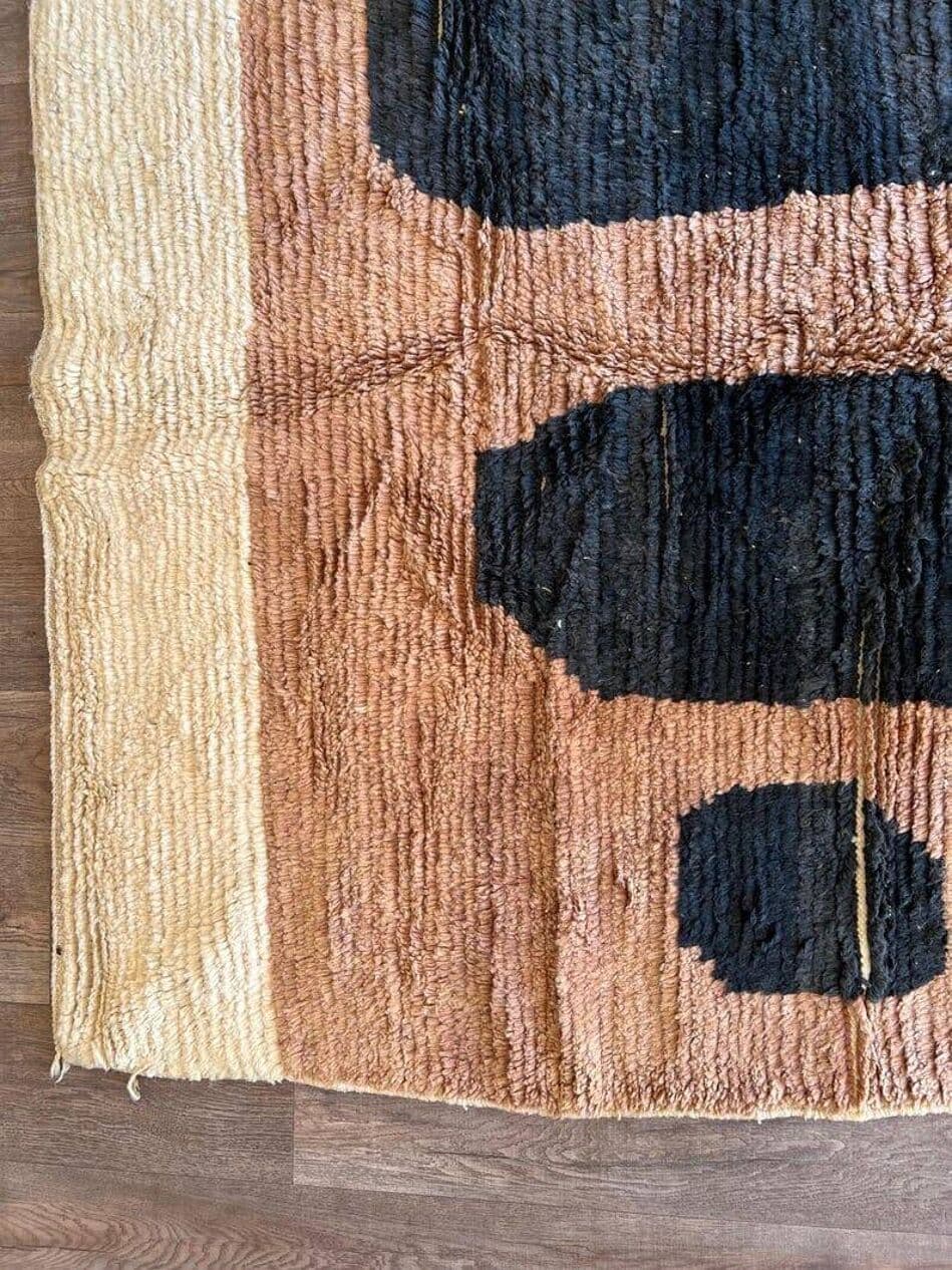 Dywan Azilal Berber wełna 100x200 cm beżowy brązowy czarny, Maroko - 203843