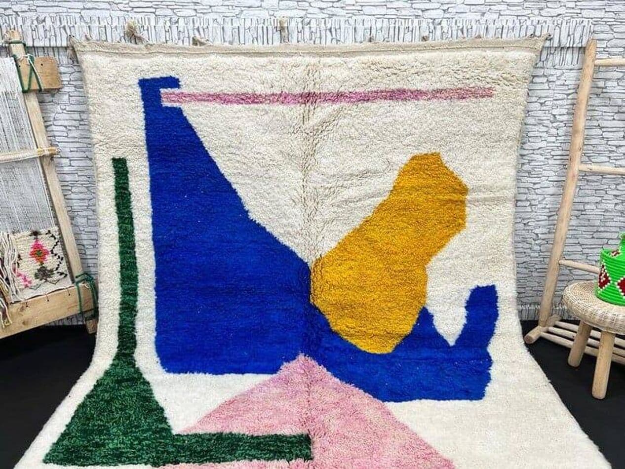 Ręcznie tkany dywan 200x300 cm, wełna, multikolor, Maroko - 203648