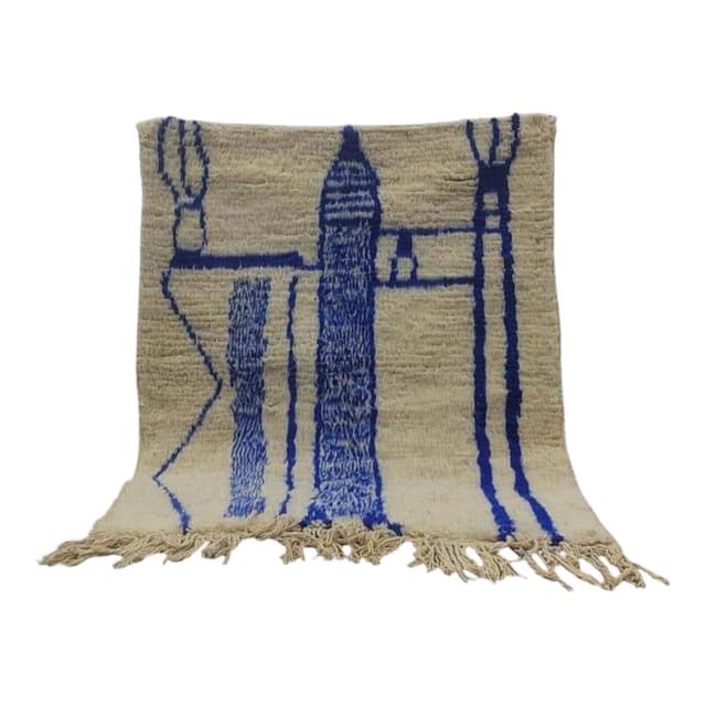 Ręcznie tkany dywan 200x300 cm, wełna, niebieski, Maroko - WYMIARY