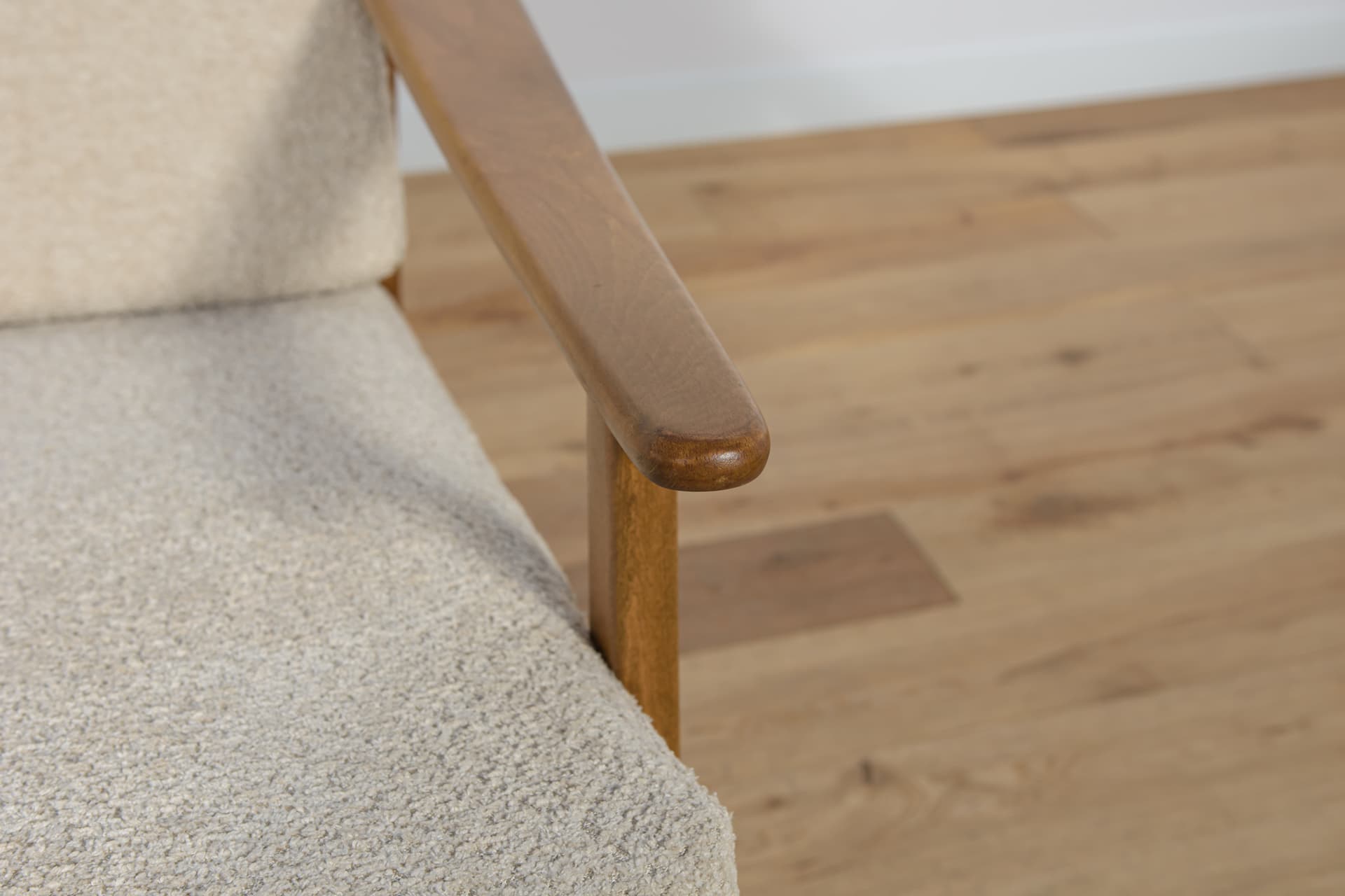 Para foteli Model 5825, boucle kremowy, buk, Polska, lata 60. - 204080