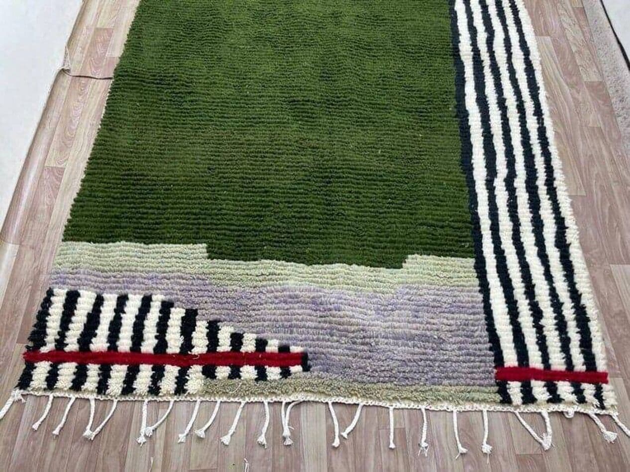 Ręcznie tkany dywan 150x250 cm, wełna, zielony, czarny, beżowy, szary, czerwony, Maroko - 205784