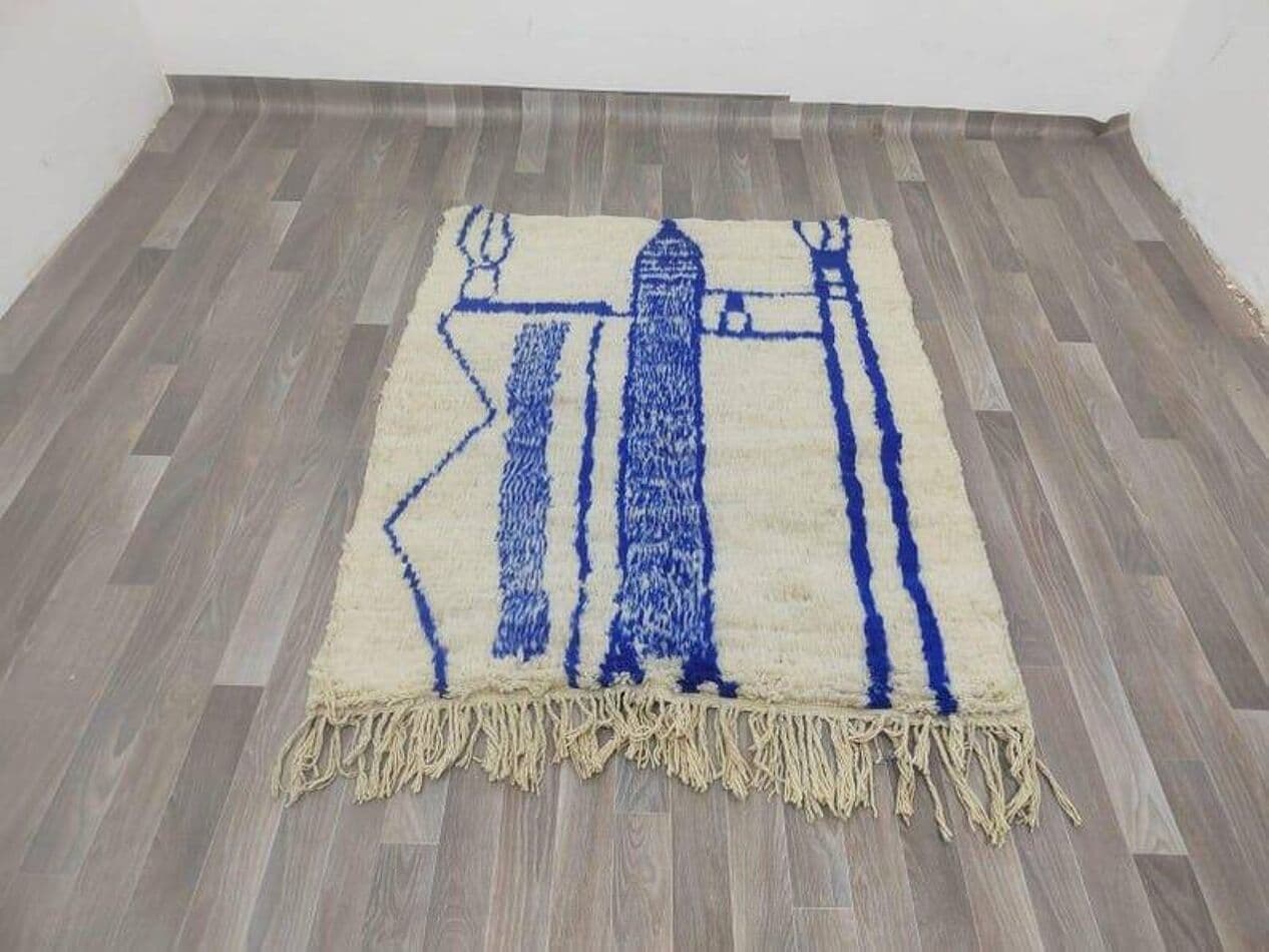 Ręcznie tkany dywan 150x250 cm, wełna, niebieski, Maroko - 207161