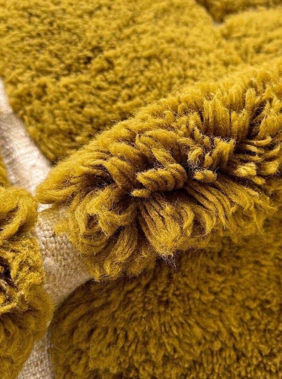 Handmade wool rug 100x200 cm, olive, Morocco - 207105