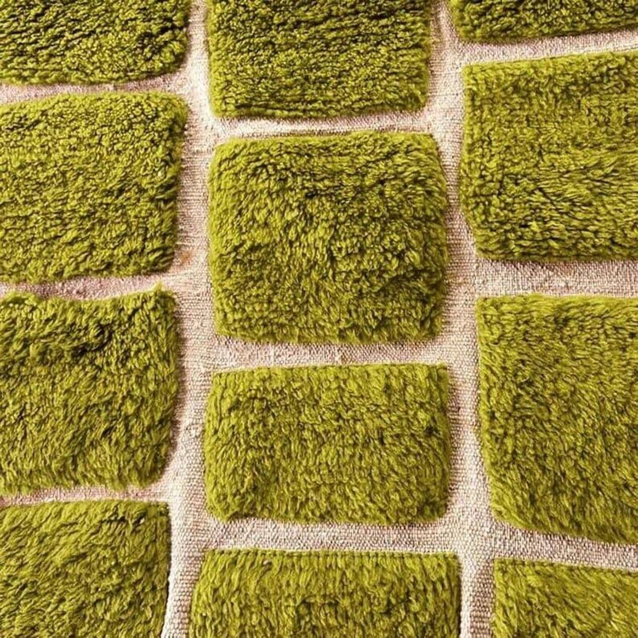 Handmade wool rug 100x200 cm, olive, Morocco - 207104