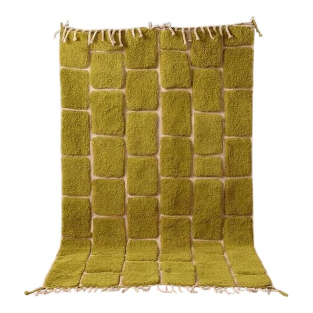 Handmade wool rug 100x200 cm, olive, Morocco - DIMENSION