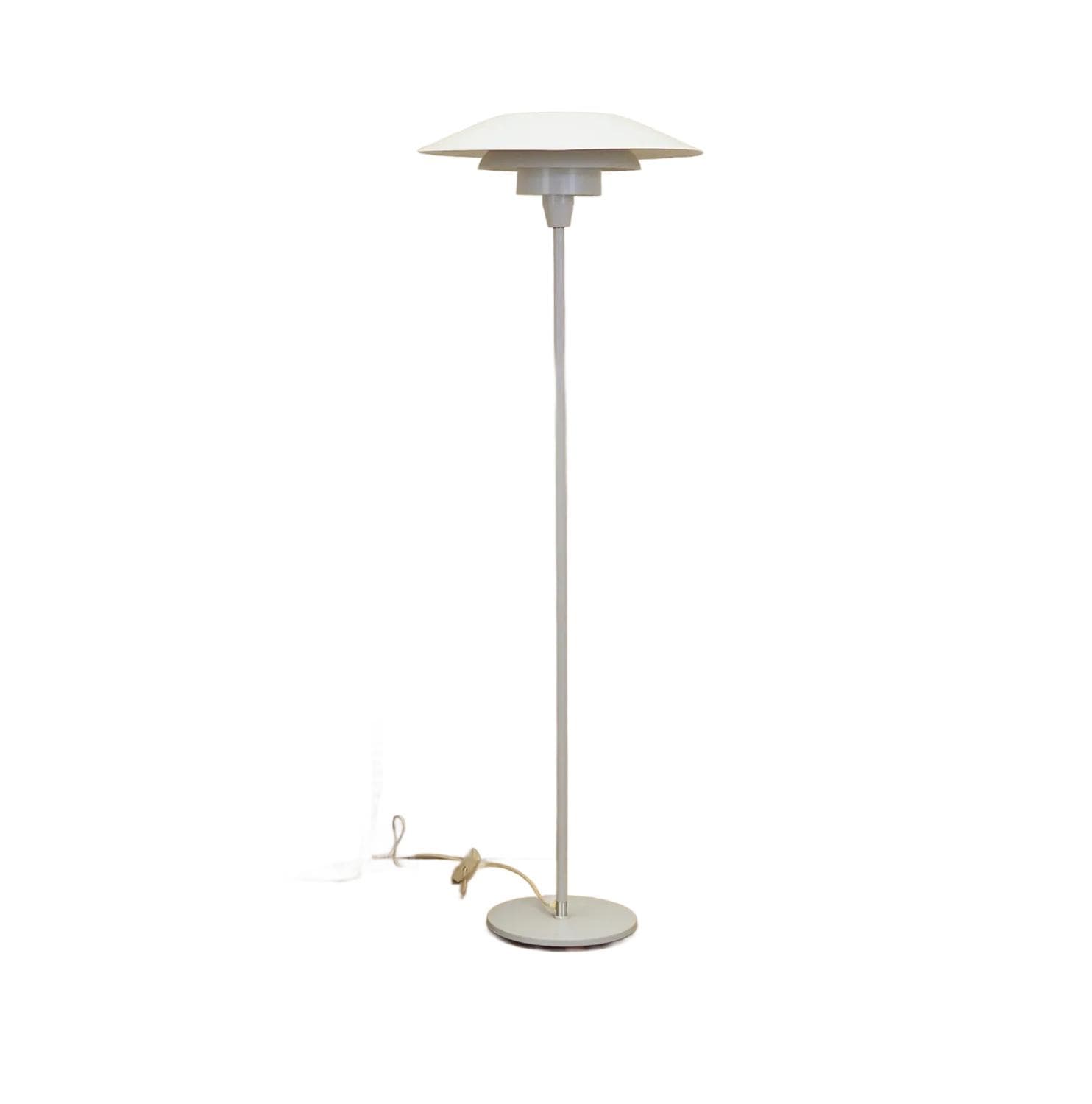 Floor lamp, white metal, by S. Frandsen, Denmark, 1970s.