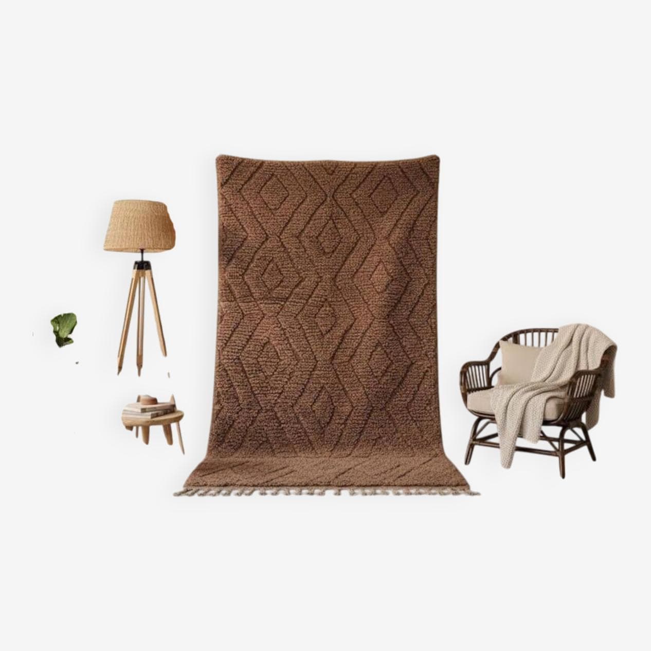 Handwoven rug 200x300 cm, wool, brown, Morocco - 207065