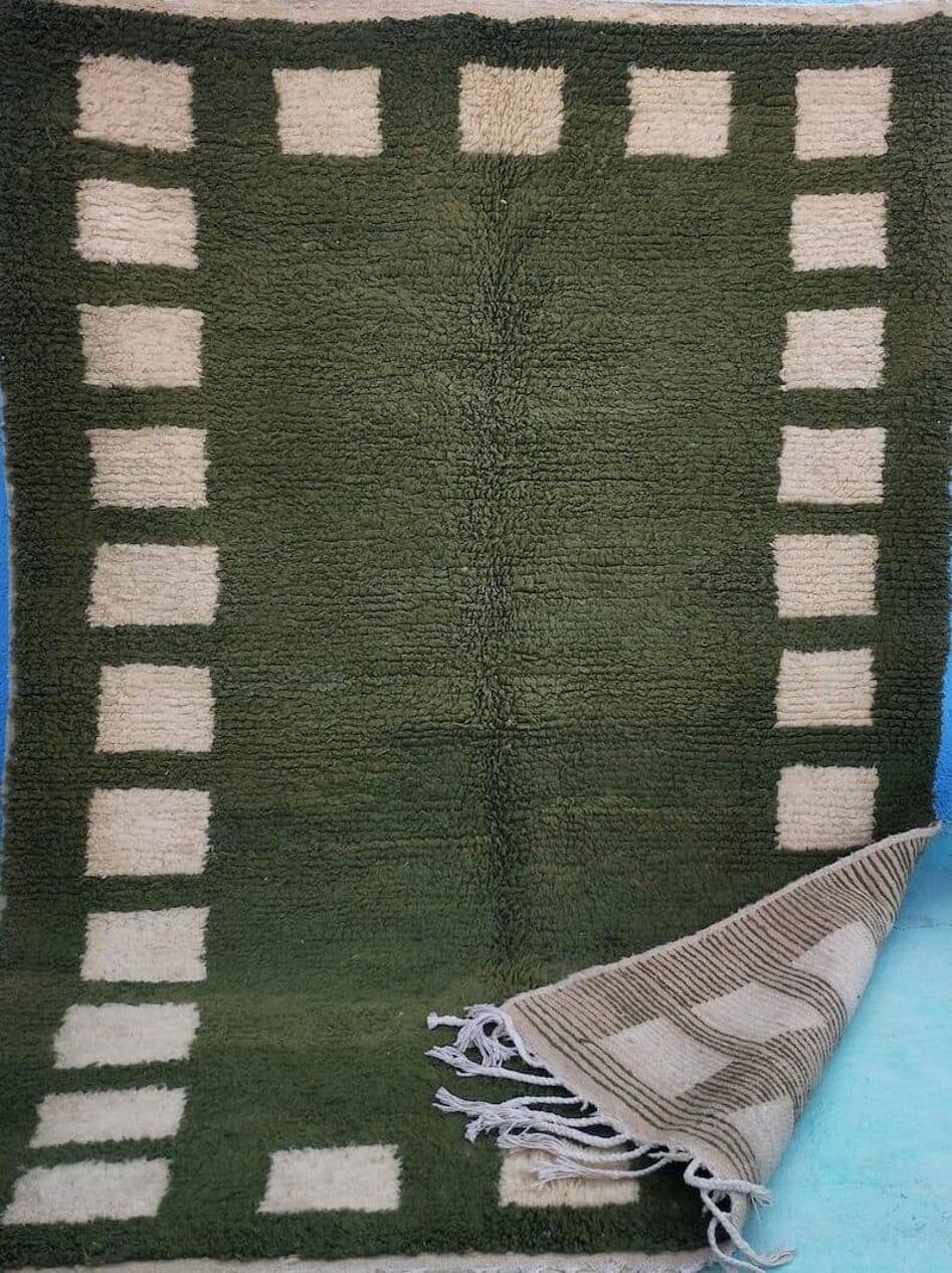 Ręcznie tkany dywan 150x250 cm, wełna, zielony, Maroko - 207061