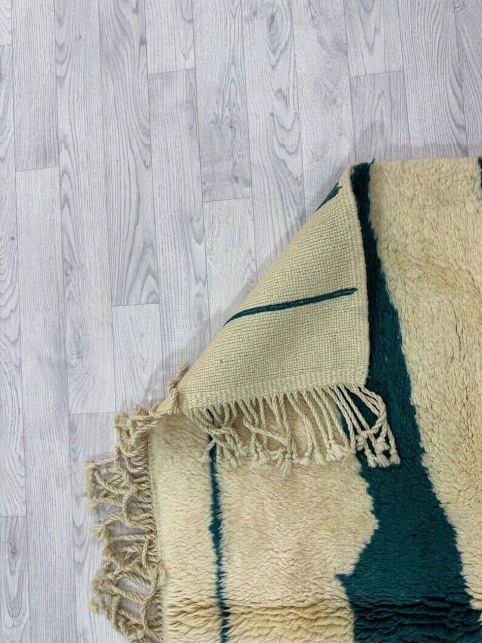 Ręcznie tkany dywan 100x200 cm, wełna, kość słoniowa, pomarańczowy, czarny, niebieski, Maroko - 207022