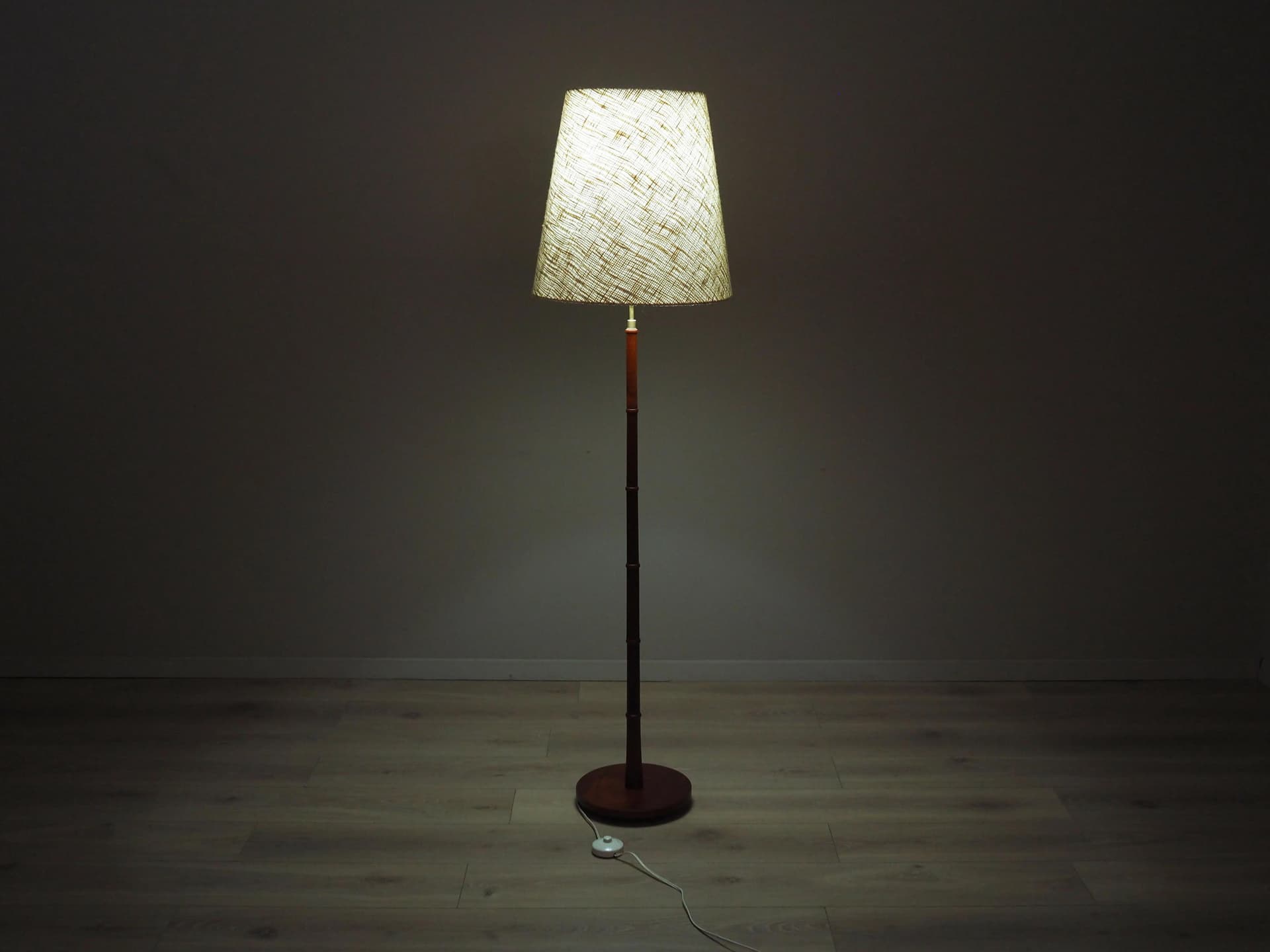 Lampa podłogowa, teak brązowy, metal, Dania, lata 70. - 14776