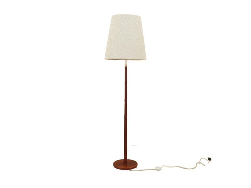 Lampa podłogowa, teak brązowy, metal, Dania, lata 70.