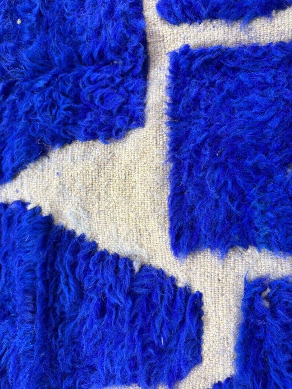 Ręcznie tkany dywan 100x200 cm, wełna, niebieski - 207012