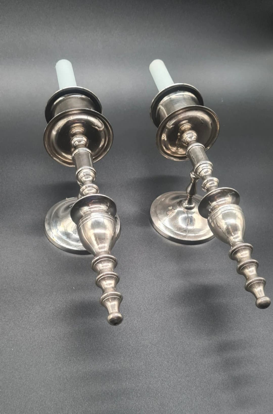 Kinkiety ścienne w stylu vintage, chromowane, lata 70., zestaw 2 szt. - 205865