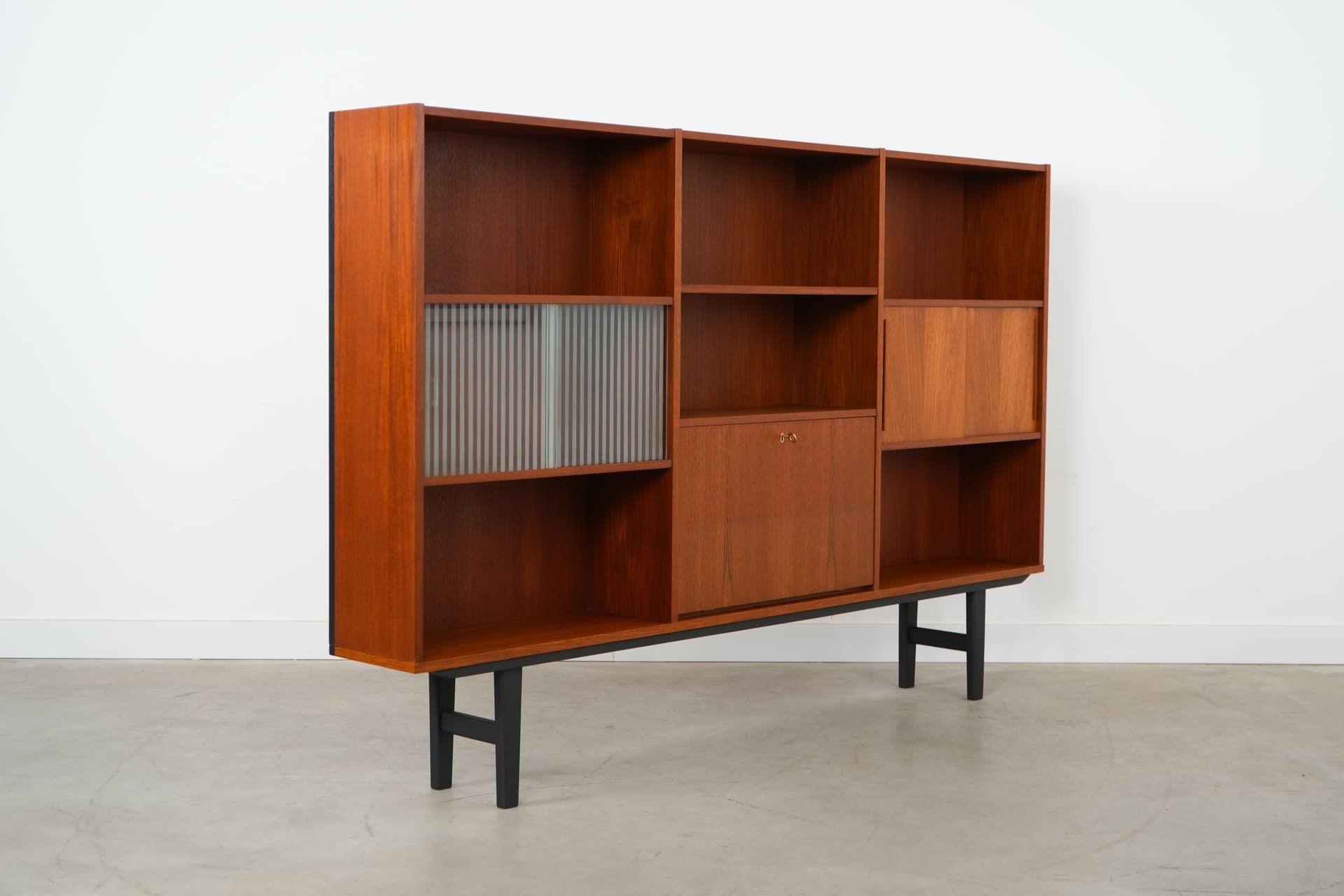 Bookcase, brown teak, Denmark, 1970s - 77216