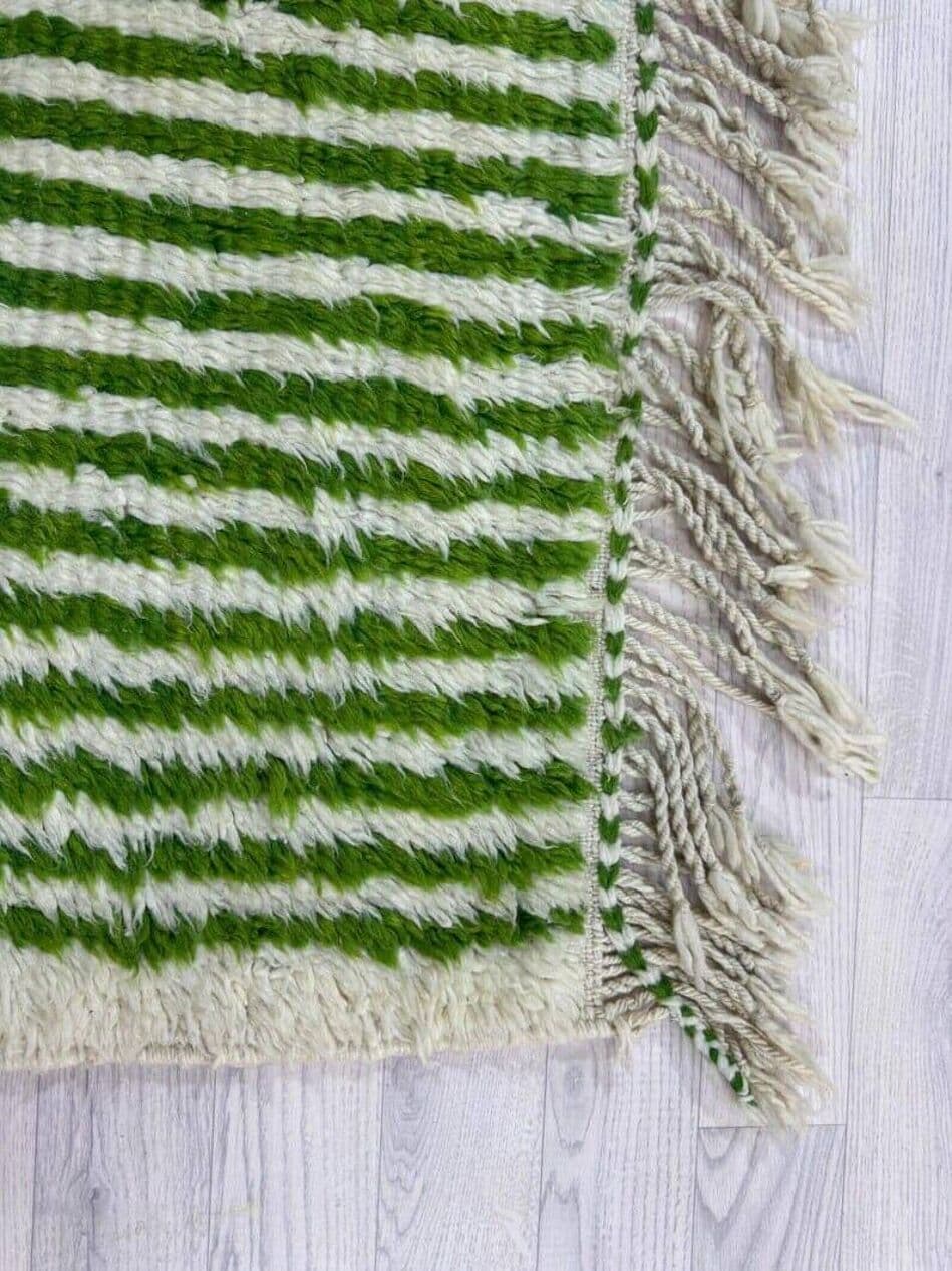 Hand-woven rug 100x200 cm, wool, green, Morocco - 206922