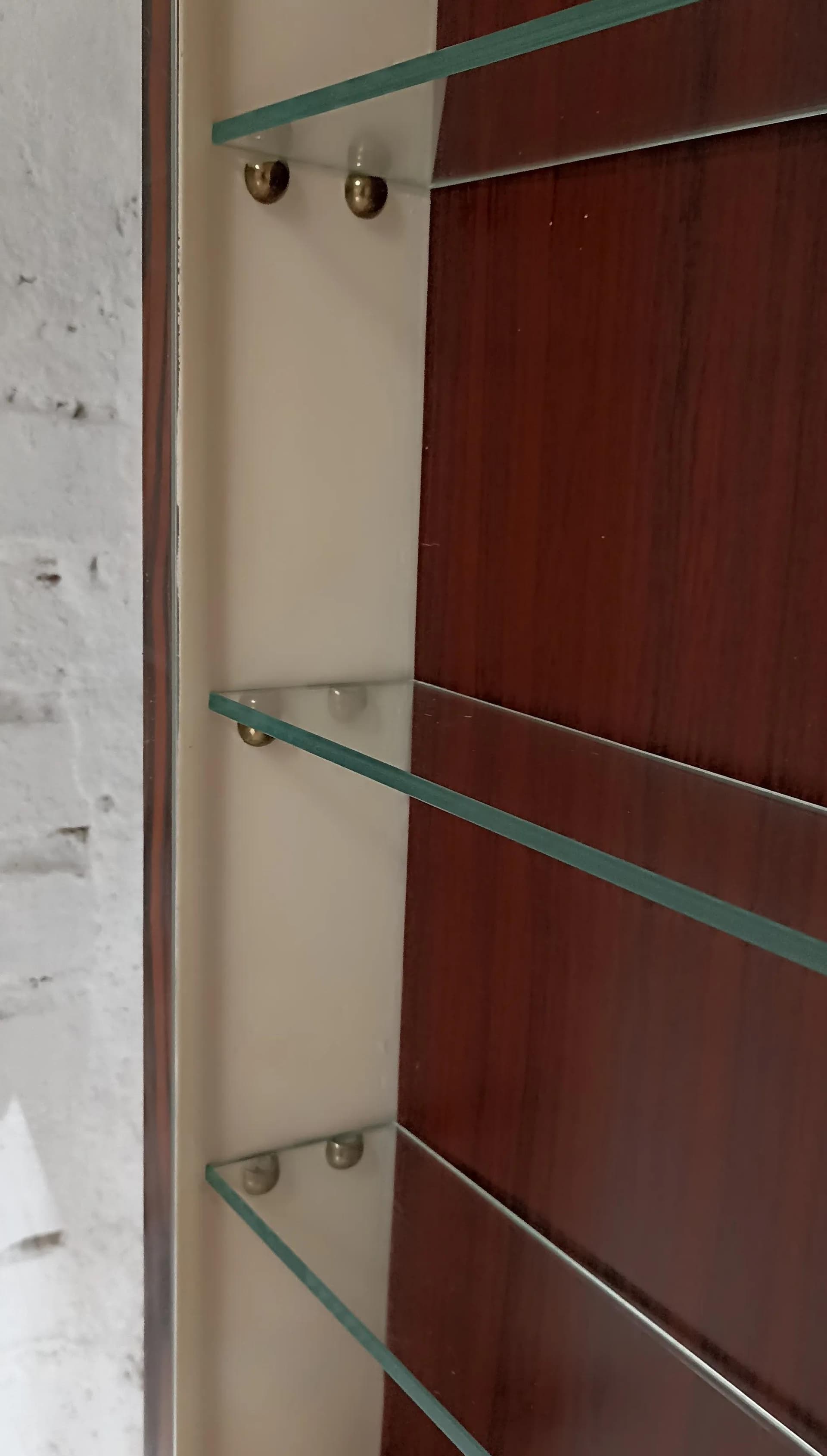 Wall-mounted display cabinet, brown wood, Poland, 1960s. - 14867